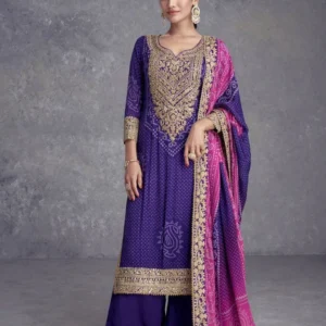 Pure Chinon Fabric Partywear Palazzo Salwar Suit