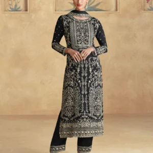 Black Coluer Partywear Embroidery Salwar Kameeez Suit