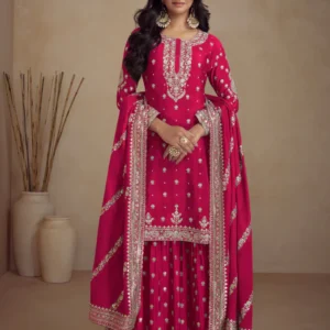 Chinon Fabric Partywear Palazzo Salwar Suit