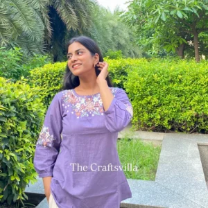 Lavender Cotton Embroidered Top