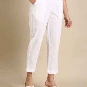 Women’s Cotton Straight Fit Trousers with Pockets